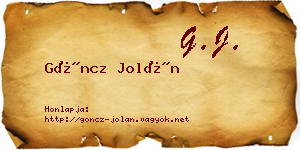 Göncz Jolán névjegykártya